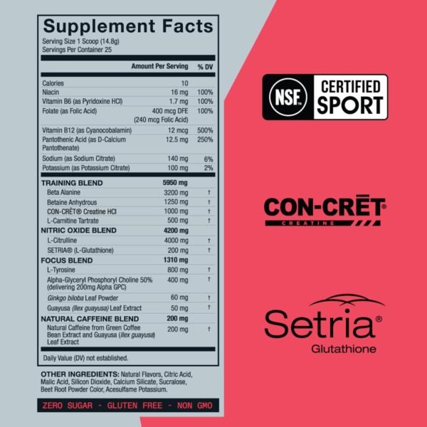 ZOA+ Zero Sugar Pre Workout Powder, Fruit Punch - NSF Certified for Sport with Electrolytes, Creatine, Beta Alanine, Ginkgo Biloba, 200mg Caffeine - 25 Servings - Image 5