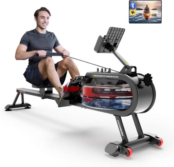 HARISON Water Rowing Machine for Home Use, Rower Machine for Home Workout with Tablet Holder and Comfortable Seat, 350LBS Weight Capacity - Image 2