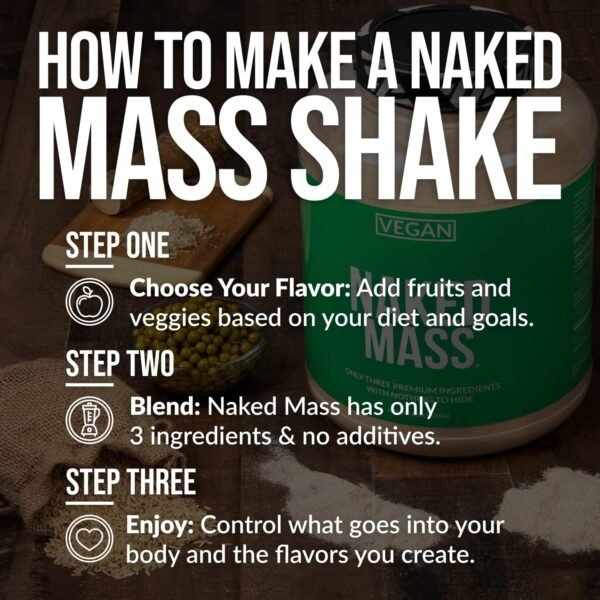 Naked Vegan Mass - Natural Vegan Weight Gainer Protein Powder - 8Lb Bulk, GMO Free, Gluten Free, Soy Free & Dairy Free. No Artificial Ingredients - 1,230 Calories - 11 Servings - Image 7