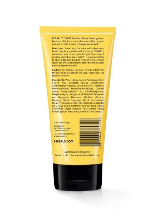 Bee Bald SHAVE Premium Shaving Cream Goes On Light & Slick That's Incredibly Smooth & Quick For Both Face And Head, 6 Fl Oz - Image 10