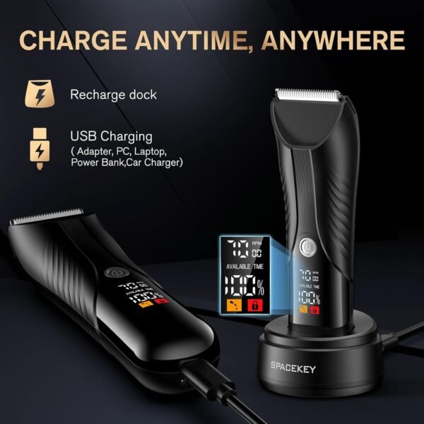 Manscape Trimmer for Men, Electric Body Hair Trimmer, IPX7 Waterproof Ball Trimmer Men with 2 Speeds, LED Light, Wet/Dry Groomer,USB-C Rechargeable with Travel Bag, Men’s Pubic, Groin and Body Shaver - Image 10