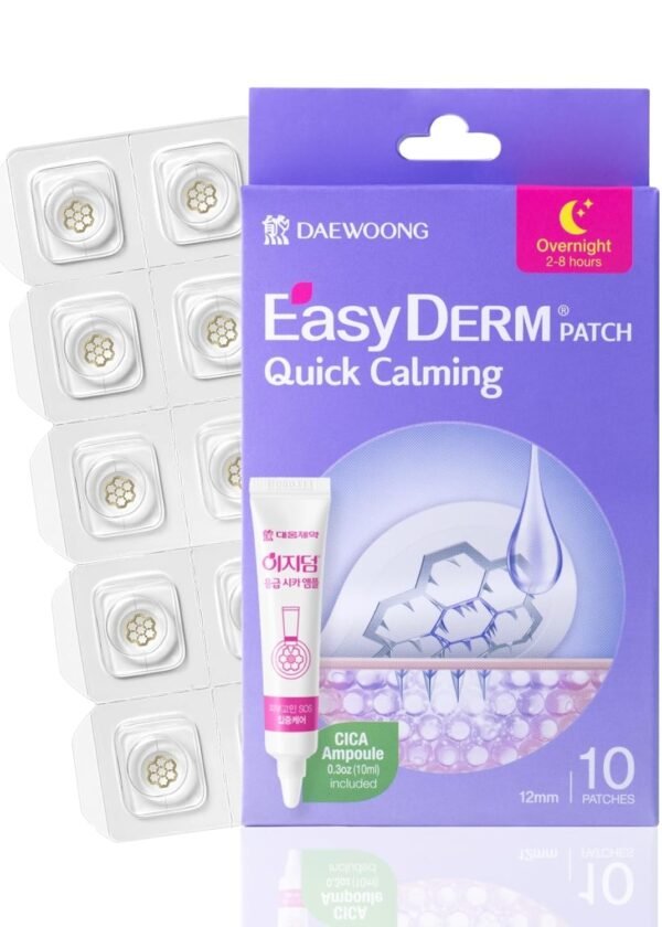 EasyDerm Quick Calming Magnesium Patches – Hydrocolloid Acne Spot Treatment with Tea Tree & Cica, 10 Patches, Zit Sticker, TikTok Viral Blemish Patch - Image 2