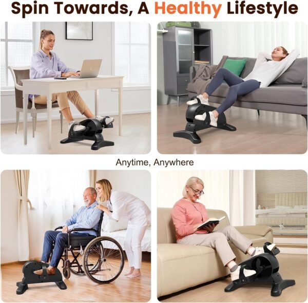 Mini Under Desk Exercise Bike Pedal Exerciser, Motorized Setting Bike Pedal Exerciser Leg/Arm Cycle for Senior, Physical Therapy, with 12 Adjustable Speed, LCD Display, Remote Control - Image 9