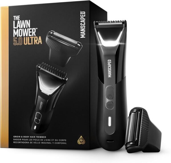 MANSCAPED® The Lawn Mower® 5.0 Ultra Groin & Body Hair Trimmer – Dual-Head SkinSafe® Trimmer & Foil Blades, Waterproof Wet/Dry Groomer, USB-C Rechargeable with Travel Case, Men’s Ball Shaver, Black - Image 2