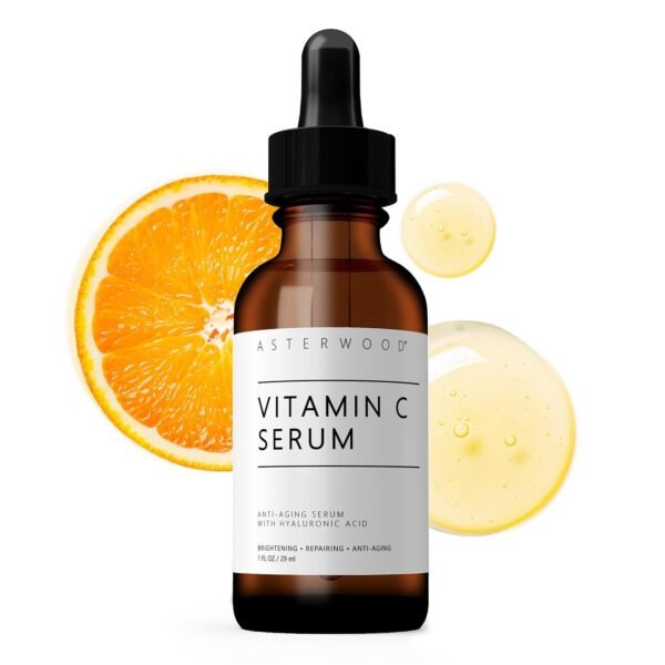 Asterwood Vitamin C Face Serum - with Hyaluronic Acid - Smoothing, Hydrating, Stimulates Collagen Production - Fragrance-Free - 1 Fl Oz - Image 2
