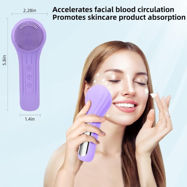 Electric Silicone Facial Brushes for Cleaning and Exfoliating,Electric Face Scrubber with Waterproof and Rechargeable Facial Skin Care for Women and Men - Image 7