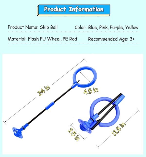 Kids Skip Ball,Foldable Ankle Skip It Ball Flashing Jumping Ring Colorful Sports Swing Ball Fitness Fat Burning Jump Rope Exercise Skipping Toy for Kids - Image 6