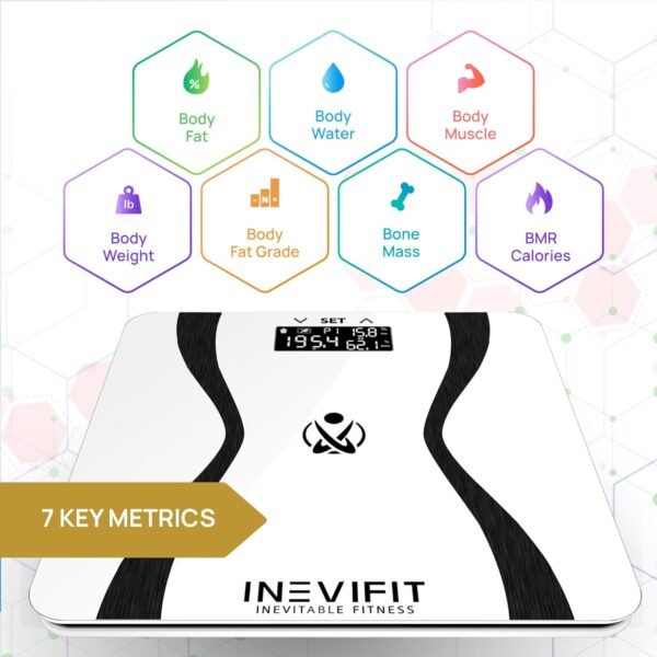 INEVIFIT Body-Analyzer Scale, Highly Accurate Digital Bathroom Body Composition Analyzer, Measures Weight, Body Fat, Water, Muscle & Bone Mass for 10 Users. Includes Batteries - Image 3