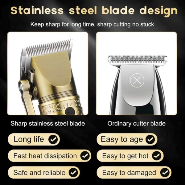 Hair Clippers for Man T-Blade Trimmer Nose Hair Trimmer Electric Shaver Set, Professional Metal Body Barber Clippers Set for Haircut, Men’s Grooming Kit with LCD Display, Ideal Gift for Him - Image 9