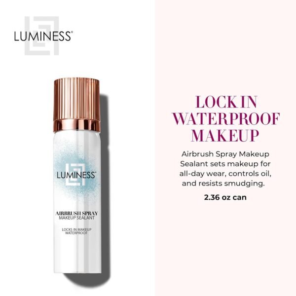 LUMINESS Waterproof Setting Spray for Makeup, Airbrush Spray Makeup Sealant (2.36 fl oz) - Long-Lasting Face Make Up Spray with Hydrating Mist Helps Control Oil & Replenishes Moisture - Image 3