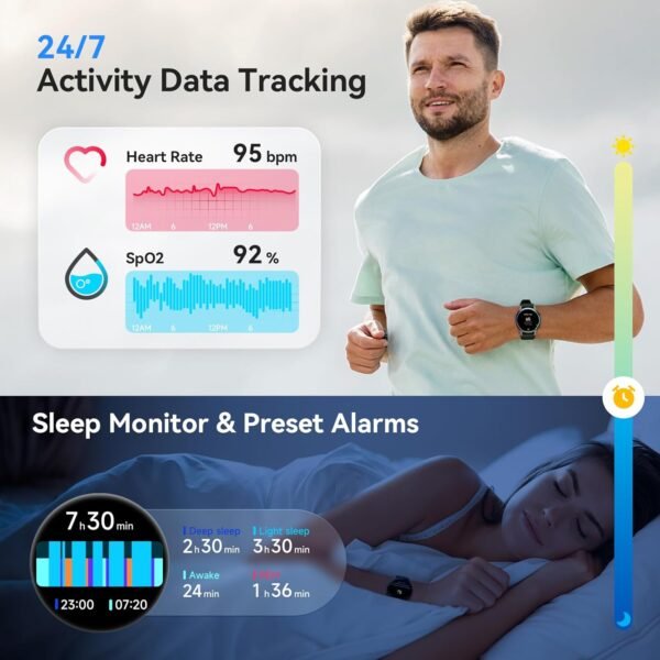 aeac Smart Watch for Men Women, AMOLED Ultra-Clear Screen Fitness Trackers with Heart Rate/Sleep/SpO2 Monitor, Smartwatch for iPhone/Samsung/Android, 110+ Sport Modes Waterproof Reloj Inteligente - Image 3