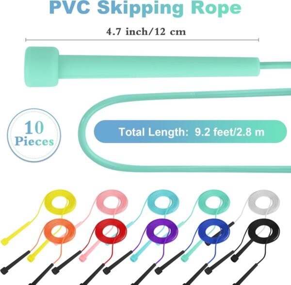 Aodaer PVC Skipping Rope Adjustable Jump Rope for Kids Multicolor Jump Rope Bulk with Plastic Handles Lightweight for Outdoor Fitness Exercise and Weight Loss, Training and Racing - Image 3