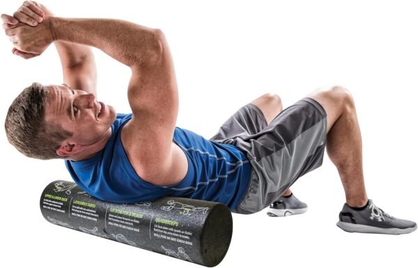 GoFit Dense Foam Massage Roller - with 12 Printed Exercises, GF-GDRL,Black - Image 6