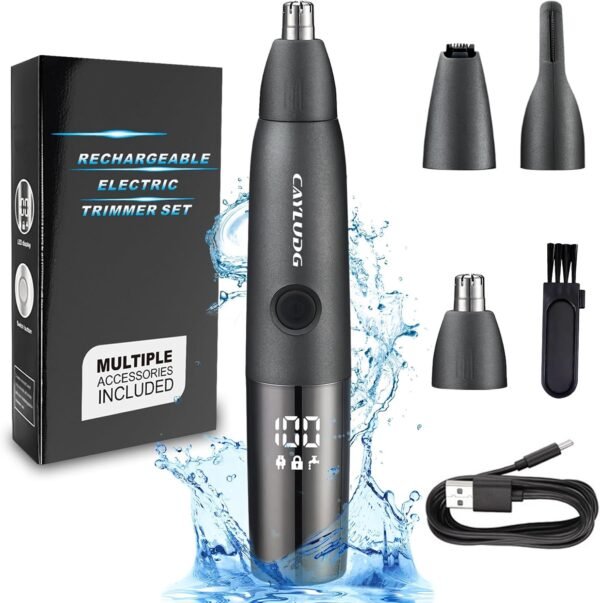 Nose Hair Trimmer for Men: 2025 Professional Rechargeable Painless Eyebrow Facial Ear Nose Hair Trimmer for Men Women, IPX7 Waterproof, LED Display Dual Edge Blades Clipper, Easy Cleaning - Image 2