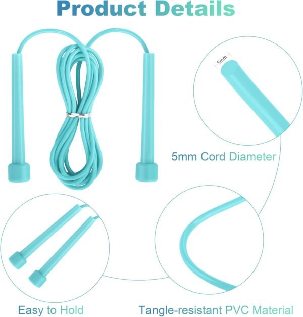 Aodaer PVC Skipping Rope Adjustable Jump Rope for Kids Multicolor Jump Rope Bulk with Plastic Handles Lightweight for Outdoor Fitness Exercise and Weight Loss, Training and Racing - Image 4