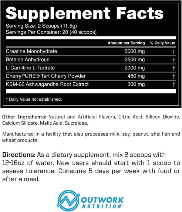 Outwork Nutrition Recovery Drink - Post Workout Recovery Powder & Creatine Monohydrate Muscle Builder for Men & Women - Creatine for Men & Women - After Workout Drink - Gummy Bear Burst, 230 Gr - Image 7