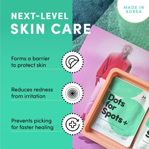 Dots for Spots Pimple Patches - Fast Acting Translucent Hydrocolloid Zit Treatment Stickers for Face - Blemish Patch for Women, Men & Teenagers - Made in Korea (60 count) - Image 5