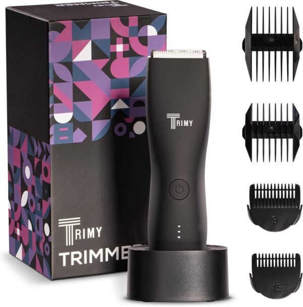 Body Hair Trimmer for Men and Women, Ball and Groin Trimmer Men, Bikini Trimmer for Women, Pubic Hair Trimmer, Manscaping, Waterproof Trimmer, Wireless Grooming, Body Shaver, Manscape (Black) - Image 2
