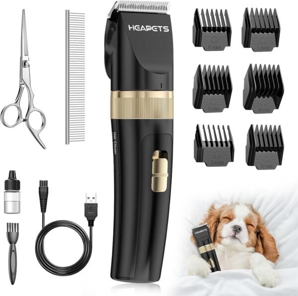 Dog Clippers for Grooming, Low Noise, Electric Quiet, Adjustable Clipper Comb, Rechargeable Cordless Dog Hair Clippers for Dogs Cats Pets, Black - Image 2