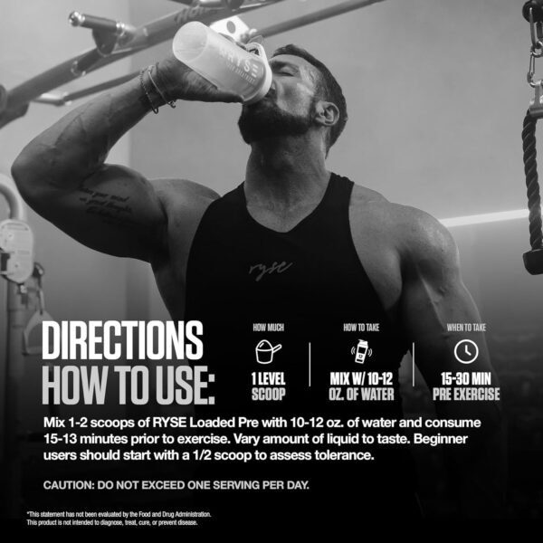 Ryse Loaded Pre Workout Powder Supplement for Men & Women | Pumps, Energy, Focus | Beta Alanine + Citrulline | 325mg Caffeine | 30 Servings (Tropical Punch) - Image 7