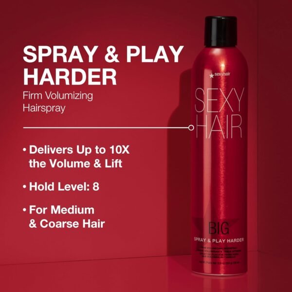 SexyHair Big Spray & Play Harder Firm Volumizing Hairspray | All Day Hold and Shine | Up to 72 Hour Humidity Resistance - Image 3