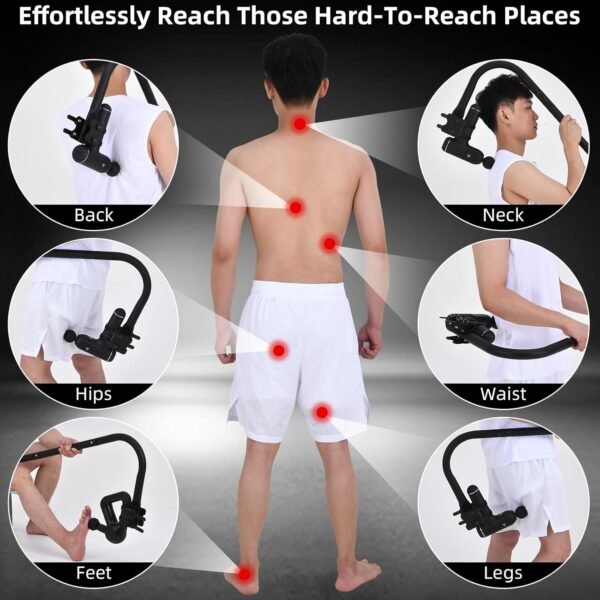 Massage Gun Holder Shoulder Neck Back Handheld Self Massage Gun Mount Compatible with Most Massage Guns Professional Grade Design for Hard to Reach Areas - Gift for Women & Men - Image 4