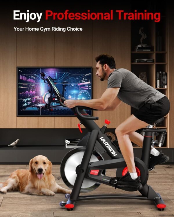 HARISON Semi Commercial Exercise Bike - Stationary Bike for Home Gym - Silent Magnetic Indoor Cycling Bike with Tablet Mount & Comfortable Seat Cushion, 380LBS/400LBS Weight Capacity Workout Bike - Image 7