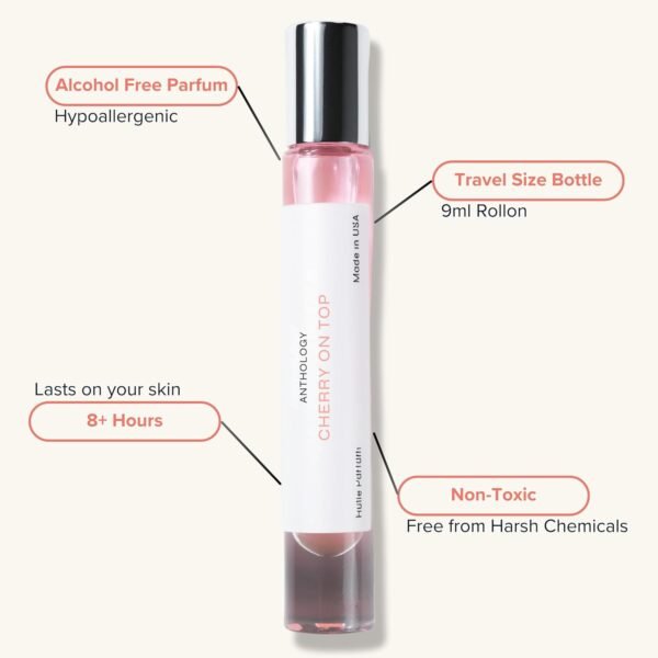 Anthology Cherry on Top Roll on Perfume Oil for Women 0.3oz 9 ML | Cherry, jasmine, Pink Pepper, musk | Alcohol Free Rollerball | Clean & Cruelty-Free Fragrance - Image 3