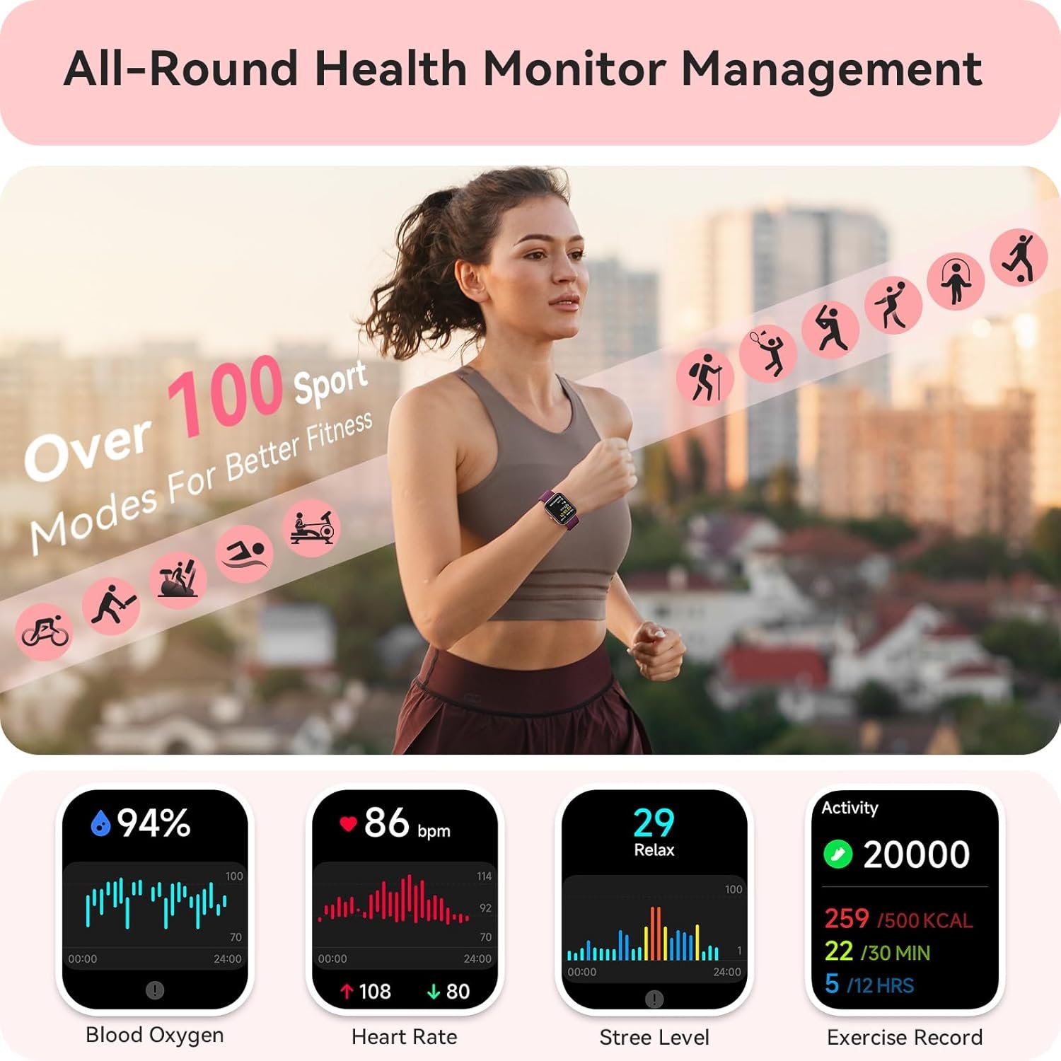 Smart Watch for Women Men, Smartwatch for iPhone & Android Bluetooth (Answer/Call) Built-in Alexa, 1.91" HD Fitness Tracker with 105+ Sport Modes, IP68 Waterproof, Sleep/Heart Rate/SpO2/Stress Monitor - Image 4