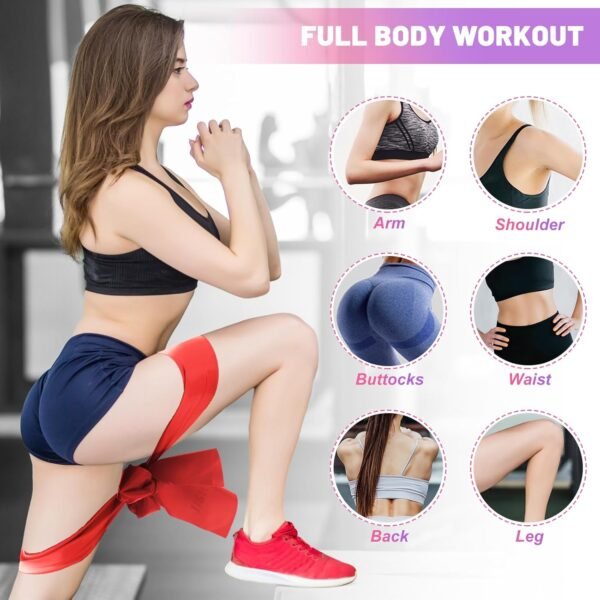Resistance Bands Set, 5 Pcs Exercise Bands Elastic Stretch Bands for Yoga Pilates Fitness Stretching Strength Training, Workout Bands for Home Gym - Image 6