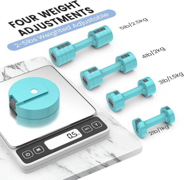 EAST MOUNT Adjustable Dumbbells 5 lb Dumbbells Set of 2 / Pair 10 lb Total Free Weights 6 in 1 Women Hand Weights for Home,Office,Gym Exercise Training 2lb 3lb 4lb 5lb Fast Adjust - Image 4