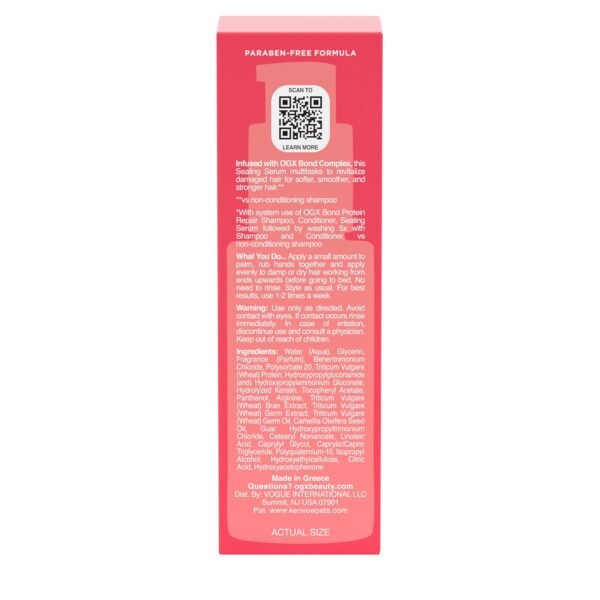 OGX Repair & Protect Bond Protein Repair Sealing Hair Serum, Sealing Hair Serum Helps Revitalize Damaged Hair for Softer, Smoother, & Stronger Hair, 1.7 fl. oz - Image 9