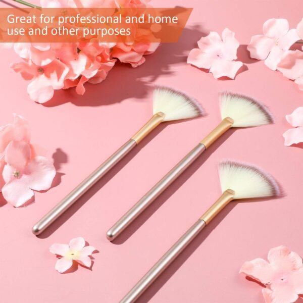 9 Pieces Facial Fan Mask Brushes, Soft Facial Applicator Brushes Tools for Peel Glycolic Makeup for Mud Cream (Champagne) - Image 8
