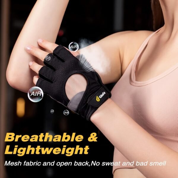 Workout Gloves for Women and Men, Weight Lifting Gloves Anti-Slip Padded Palm, Light Weight Fingerless Powerlifting Fingerless Gym Gloves for Exercise, Fitness, Training, Cycling - Image 6