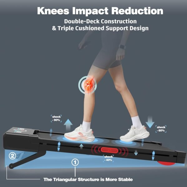 Walking Pad Treadmill with 12% 9-Level Auto Incline, 450 lbs Capacity and RGB LED Screen Under Desk Treadmill with Hiking Mode, Compact Treadmills for Home Small/Office - Image 5