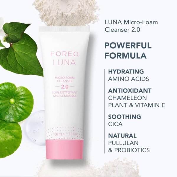 FOREO Deep & Gentle LUNA 4 Sensitive Bundle - Facial Cleansing Brush for Sensitive Skin + LUNA Micro-Foam Face Cleanser 2.0, 3.4 oz - Deep Cleansing and Firming Silicone Face Massager Beauty Set - Image 7