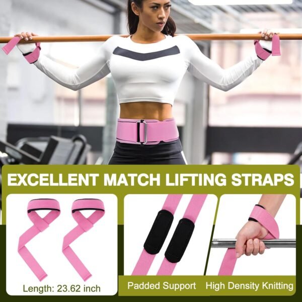 Weight Lifting Belt and Lifting Straps: Weightlifting Gym Belt for Men Women Deadlift Squats Belt for Bodybuilding Workout - Image 5