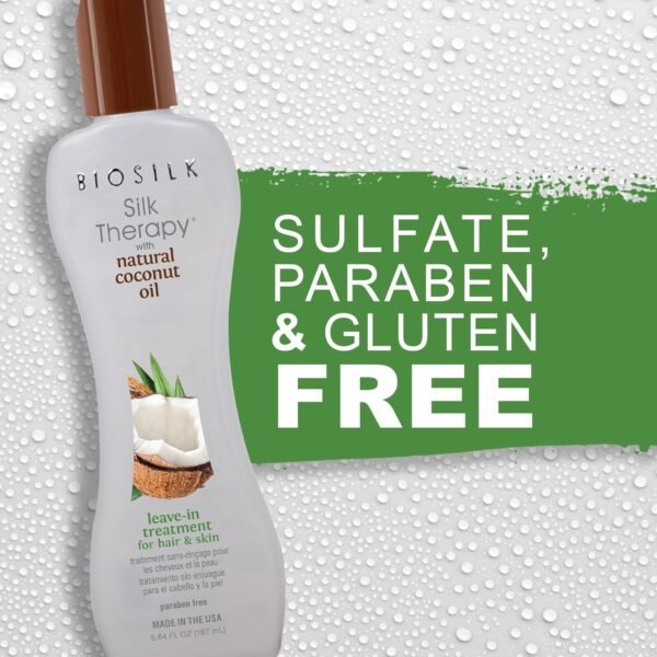 Biosilk Silk Therapy with Natural Coconut Oil Leave-In Treatment, Helps Control Frizz & Flyaways, Sulfate, Paraben & Cruelty-Free, 5.64 Oz - Image 6