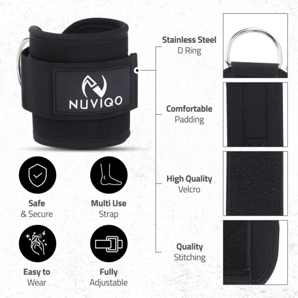 Barbell Pad & 2 Ankle Straps for Cable Machine - Gym Accessories for Women and Men - Perfect for Cable Kickbacks, Leg Extensions & Squats - Workout Attachments for Home - Image 4