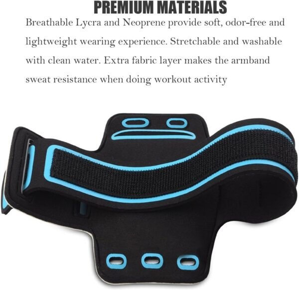 [1 Pack] Water Resistant Sports Armband for iPhone 7/7 Plus, 6/6S Plus (5.5-Inch), Galaxy S6/S7 Edge, y Note 5, with Key Holder/Flap High Visibility Night Reflective Running Exercise Armband - Image 5