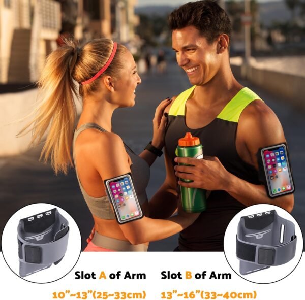 Running Phone Holder, Sweatproof Sports Arm Band with Key Pocket & Card Slot for iPhone 15/14/13/12/11 Pro Max Plus for Workout Exercise Walking Gym Jogging - Image 8