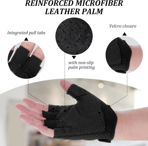 Workout Gloves Weight Lifting Breathable Gloves Black Gloves for Women Men Half-Finger Fitness Exercise Gloves for Gym Cycling Exercise Fitness Training Anti-Callus Glove - Image 4