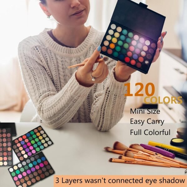 VERONNI 120 Vivid Colors Mini Eyeshadow Palette Matte and Shimmer - Professional 3 Layers Bright and Warm Colorful Eye Shadow Palette Makeup Set (120 colors) - Image 5