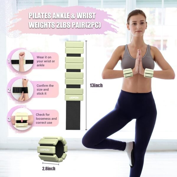 Wrist Weights for Women Set of 2, Adjustable Silicone Weighted Bracelet 1 lbs Each, Wearable Ankle & Arm weighted bangles for Yoga, Pilates, Barre, Walking, Workout and Pool Exercise - Image 5