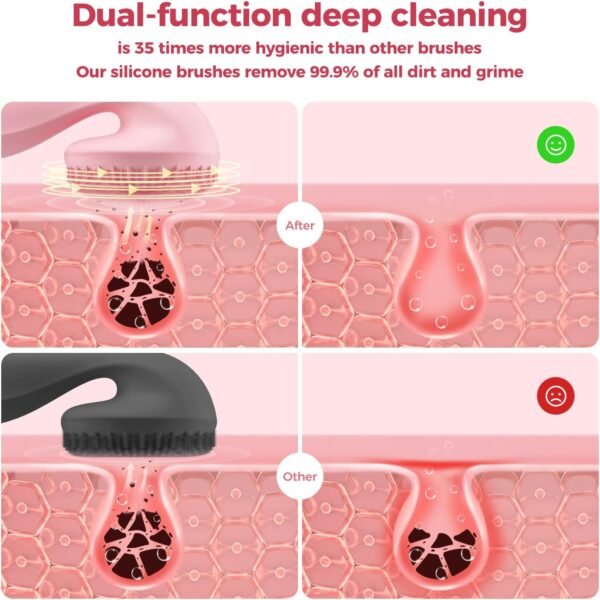 2 in 1 Facial Cleansing Brush,Rotating Magnetic Beads & Massage Cleaning Silicone Face Scrubber，Waterproof and Rechargeable Face Scrub Brush - Image 6