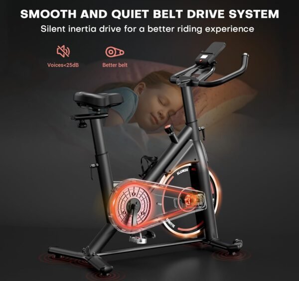 Exercise Bike, Adjustable Magnetic Resistance Brake Stationary Bikes for Home, Quiet Indoor Cycling Bike with Upgraded Seat Cushion, Digital Monitor & Phone Mount, 350lbs Weight Capacity - Image 7