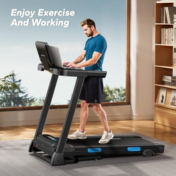 MERACH Foldable Treadmill with Incline, 7.5MPH Quiet Treadmills for Home with Double Deck Technology, 4 Silicone Shock Cushion, Heart Rate Monitoring,16.5" Wider Belt, APP - Image 9