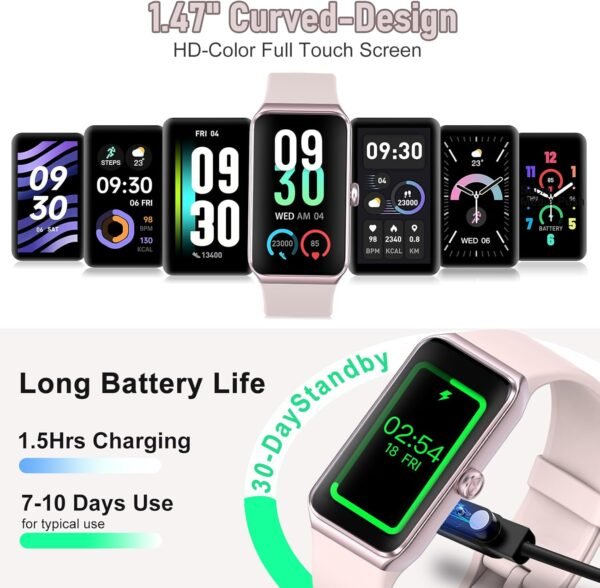 Fitness Tracker with 24/7 Heart Rate,Blood Pressure Sleep Tracking,104 Sports Modes Calories Smart Watch,IP68 Waterproof Step Counter Activity Trackers Pedometer for Android&iPhone Women Men (Pink) - Image 7