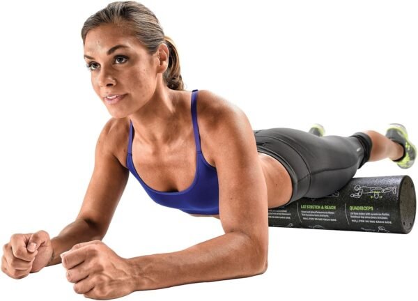 GoFit Dense Foam Massage Roller - with 12 Printed Exercises, GF-GDRL,Black - Image 7