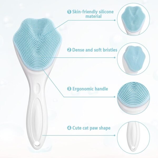 3Pack Face Scrub Brush Soft Bristles Silicone Facial Cleansing Brush Manual Handheld Exfoliating Face Brush Waterproof Face Scrubbers for Women and Men Deep Cleaning Skin Care - Image 4